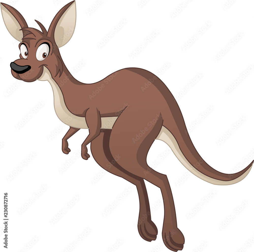 Cartoon cute kangaroo. Vector illustration of funny happy animal. Stock  Vector | Adobe Stock