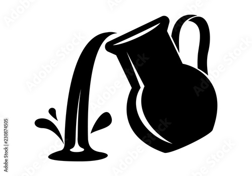 Jug pour out milk or water canister. Simple logo.