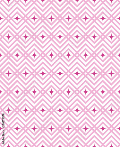 geometric pattern with crossed pink lines and red stars