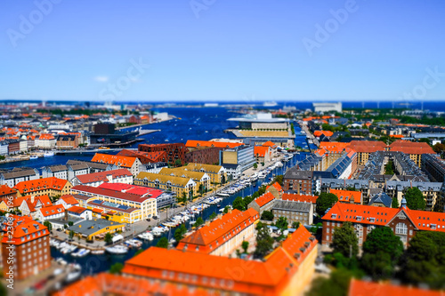 Top view of Copenhagen. Miniature Effect.