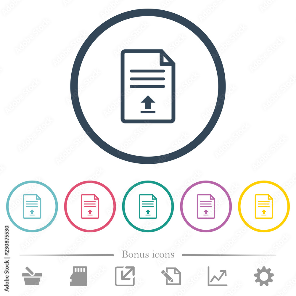 Upload document flat color icons in round outlines Upload document flat color icons in round outlines