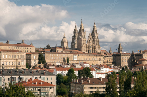 Photography Santiago de Compostela panoramic view in Galicia, Spain and the amazing Cathedra