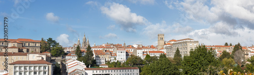 Santiago de Compostela wide panoramic view in Galicia, Spain High resolution