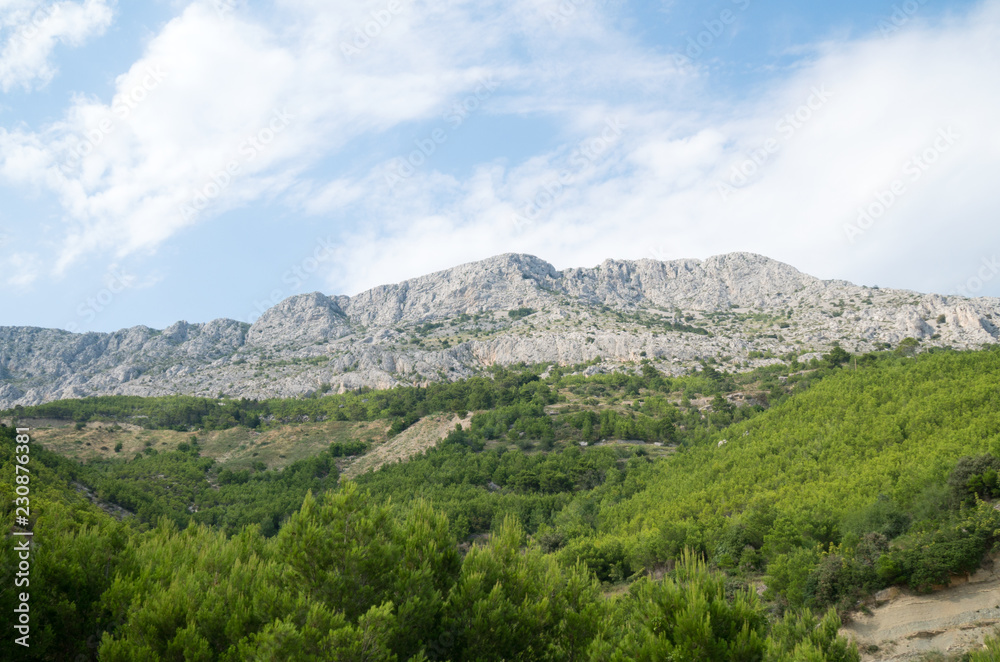 Beautiful huge mountain hills in Dalmatia, Croatia.