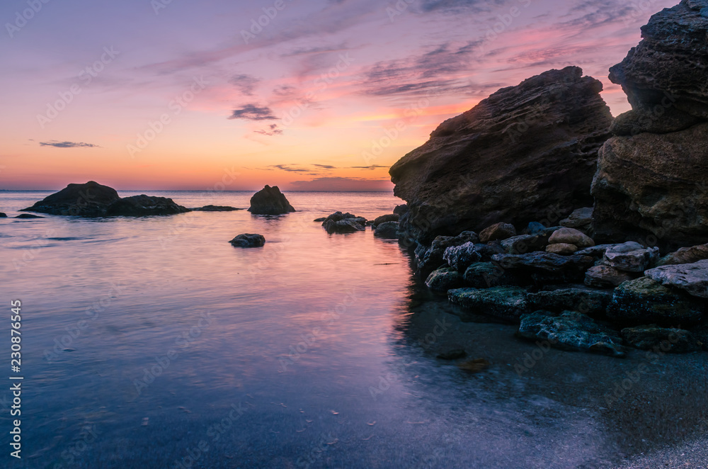 Fototapeta premium Seascape in Odesa during the sunrise in the autumn season