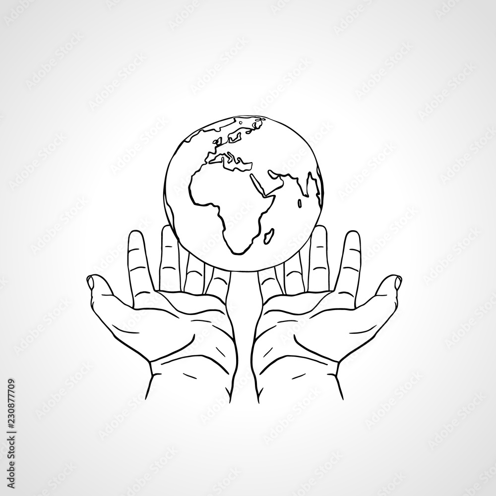 two hands holding earth