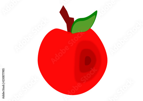 pomme rouge,à trou
