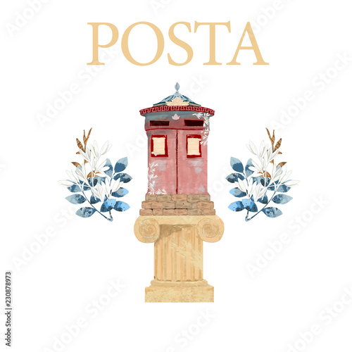Victorian Pillar Box, UK mail. Post and dove Peace and love
