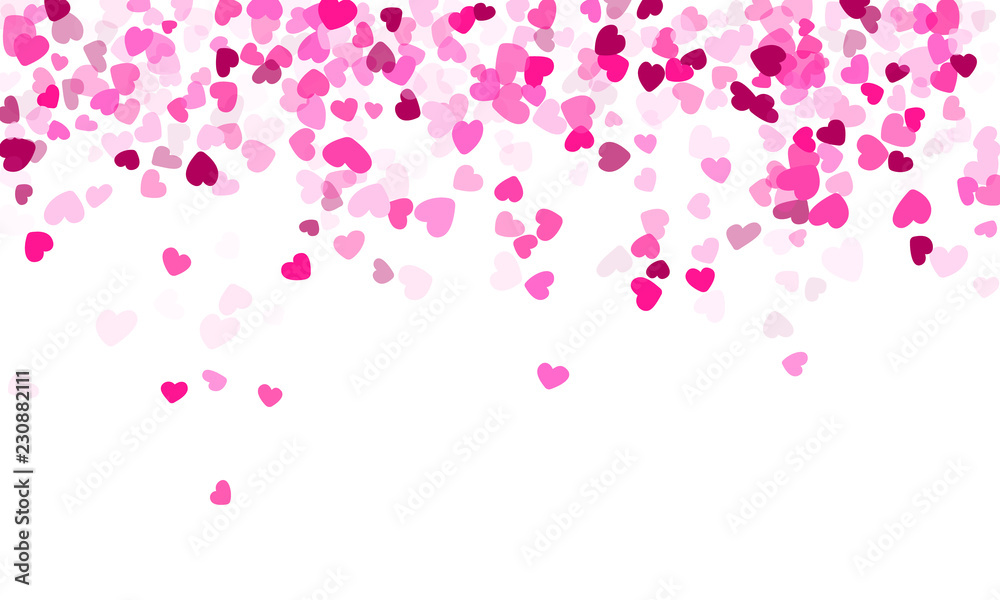 Hearts confetti flying vector background graphic design.