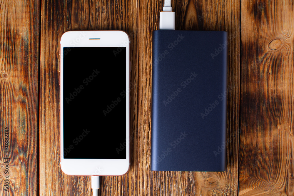 blue power bank with smartphone blue power bank with smartphone
