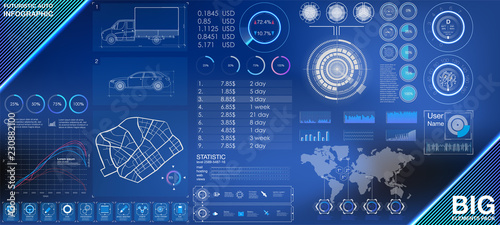 Modern auto infographic vector template with statistics graphs and car parts and accessories. Diagram template and chart graph, graphic information visualization illustration.