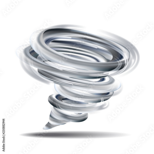 Realistic tornado swirl isolated on white. Vector