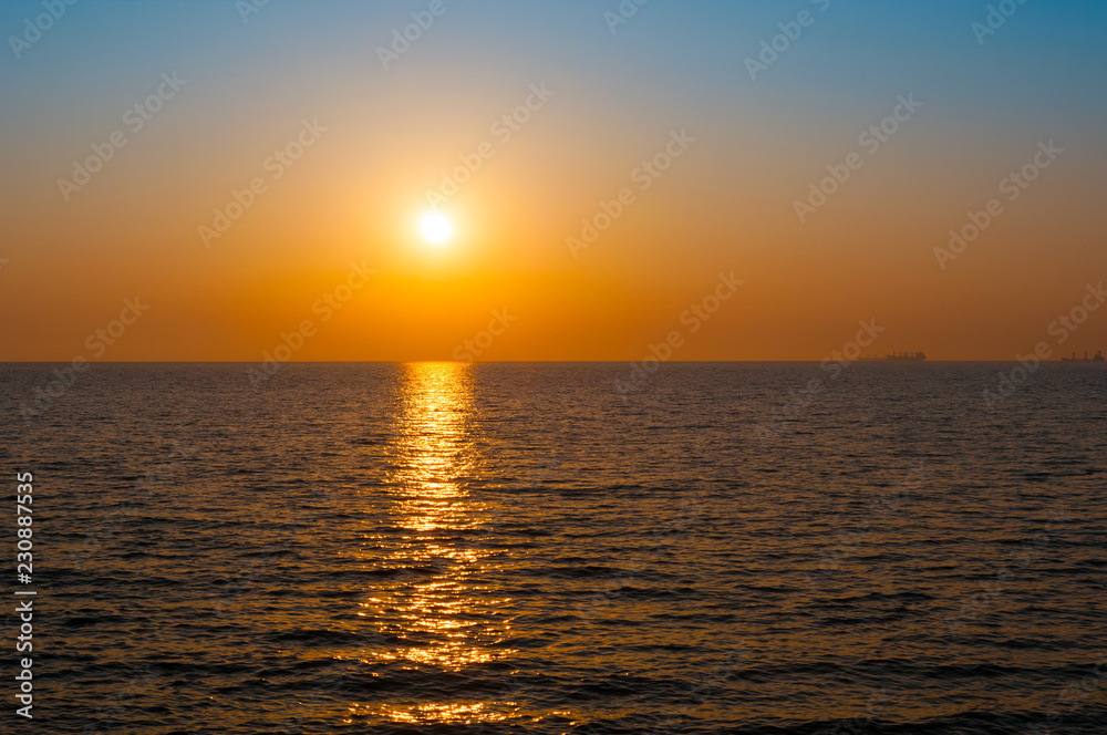 Beautiful sea sunset. Tranquil landscape