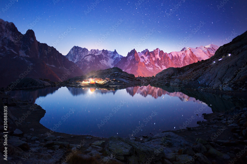 Night at Chamonix in the Alps