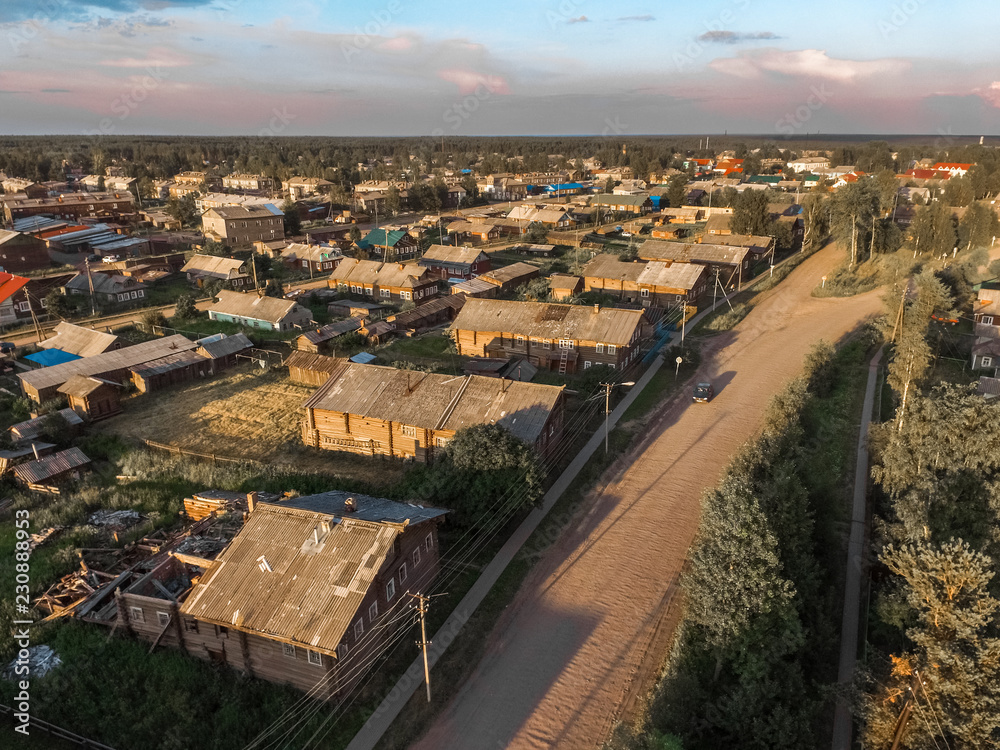 Russian North. Karpogory. Wooden house.