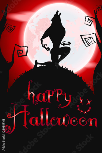 Halloween poster with werewolf