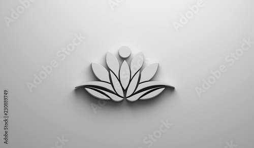 White Lotus Person Logo. 3D Render illustration