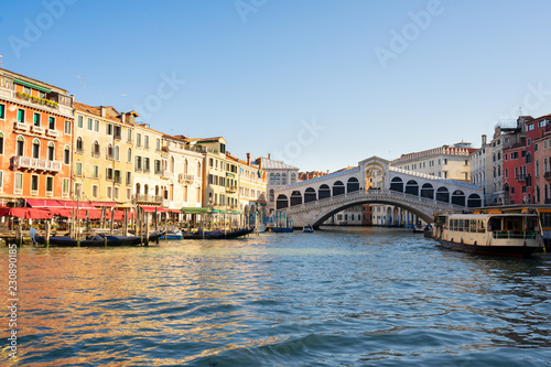 view of famouse Rialto bridge at spring day, Venice, Italy © neirfy