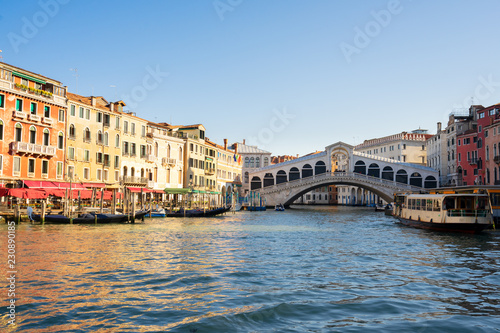 view of famouse Rialto bridge at spring day, Venice, Italy