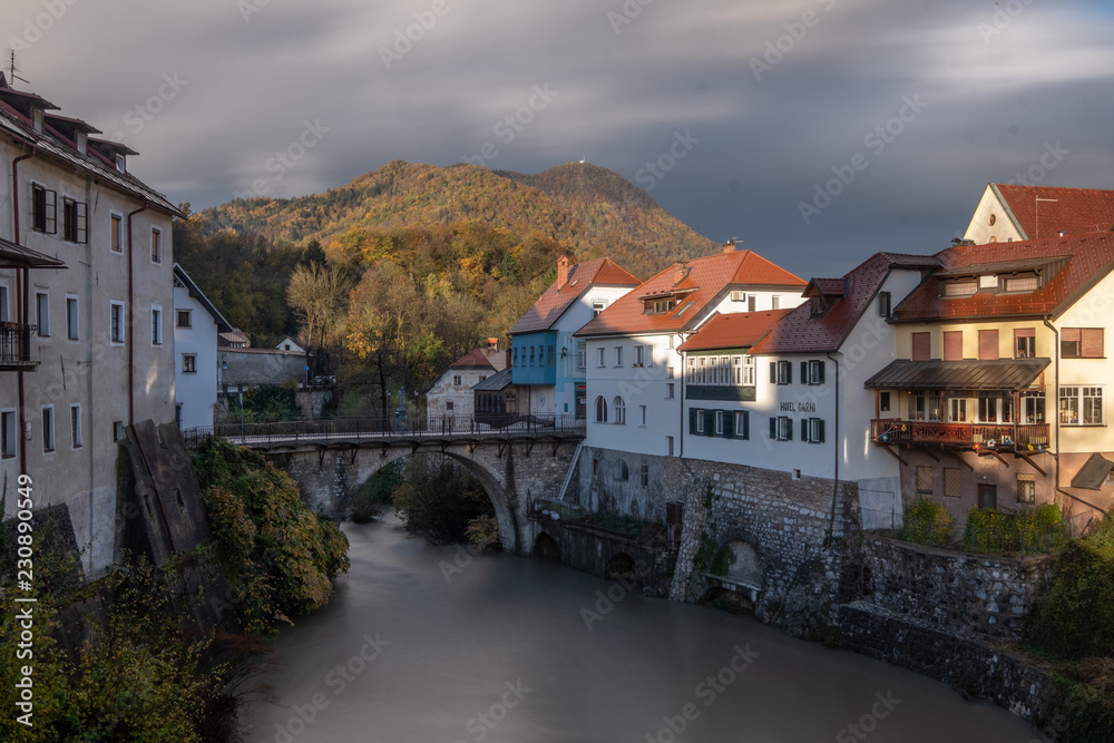 Stone bridge in Skofja Loka, Slovenia