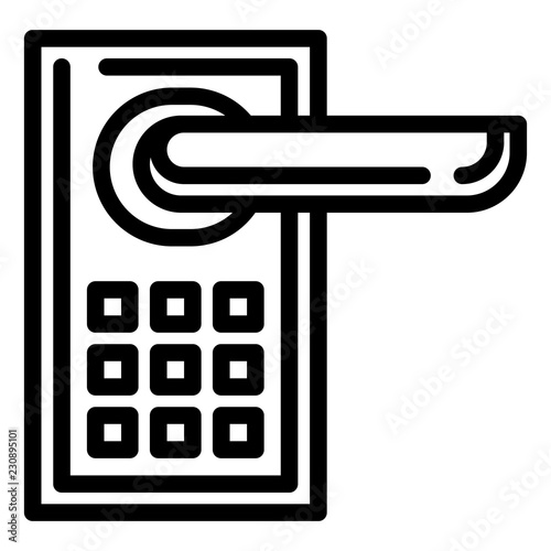 Smart door lock icon. Outline smart door lock vector icon for web design isolated on white background