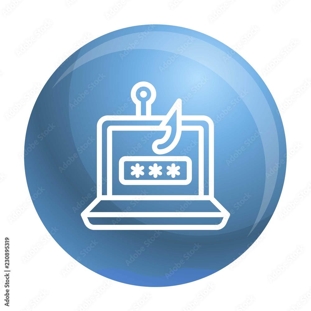 Obraz premium Laptop phishing icon. Outline laptop phishing vector icon for web design isolated on white background