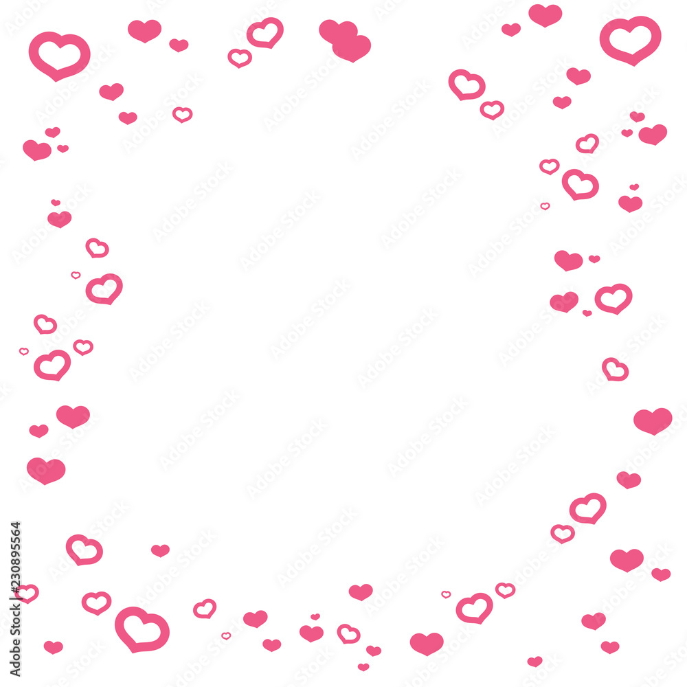 Vector Illustration of a pink Background with Heart Confetti