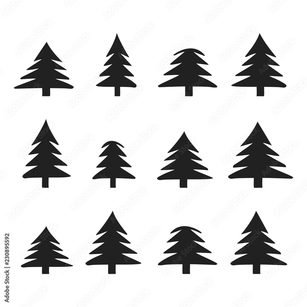 Christmas trees icons set vector