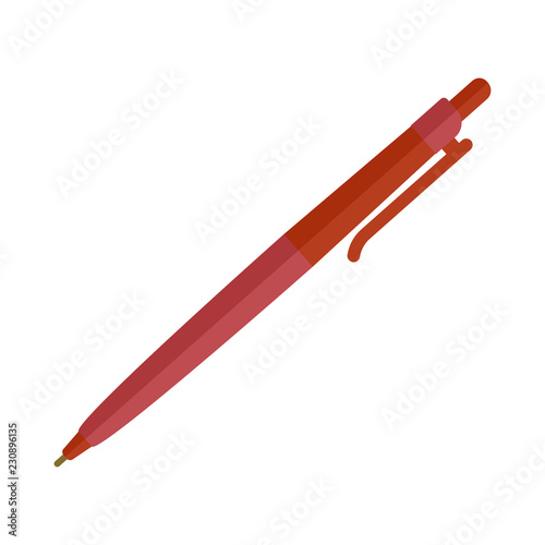 Red pen icon. Flat illustration of red pen vector icon for web design