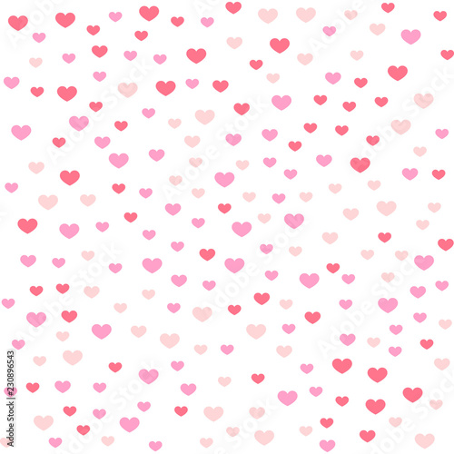 Hearts pattern, pink heart background, isolated on white, vector illustration.