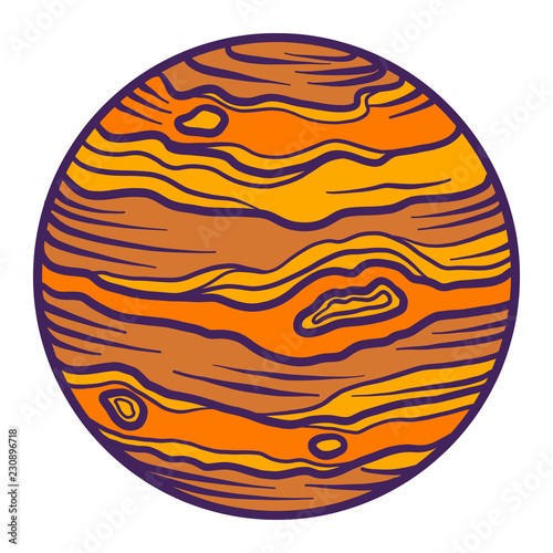 Jupiter planet icon. Hand drawn illustration of jupiter planet vector icon for web design