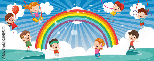 Vector Illustration Of Happy Children