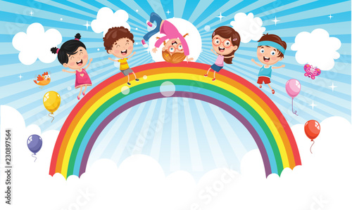 Vector Illustration Of Happy Children
