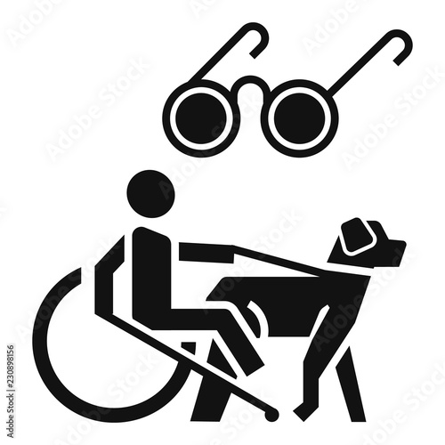 Blind man wheelchair dog icon. Simple illustration of blind man wheelchair dog vector icon for web design isolated on white background