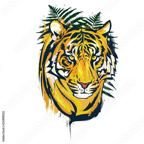 Fototapeta Naklejka Na Ścianę i Meble -  Wild nature yellow tiger artwork illustration
