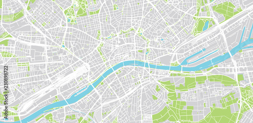 Urban vector city map of Frankfurt, Germany