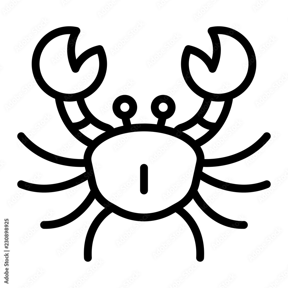 Sea cancer icon. Outline illustration of sea cancer vector icon for web design isolated on white background Sea cancer icon. Outline illustration of sea cancer vector icon for web design isolated on white background