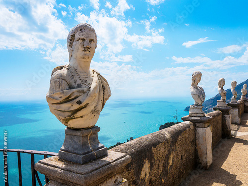 Ravello is high above the Amalfi Coast in Southern Italy with fantastic views over the coastline The Villa Cimbrone owes its charm to the extraordinary beauty of the place and the views
 photo