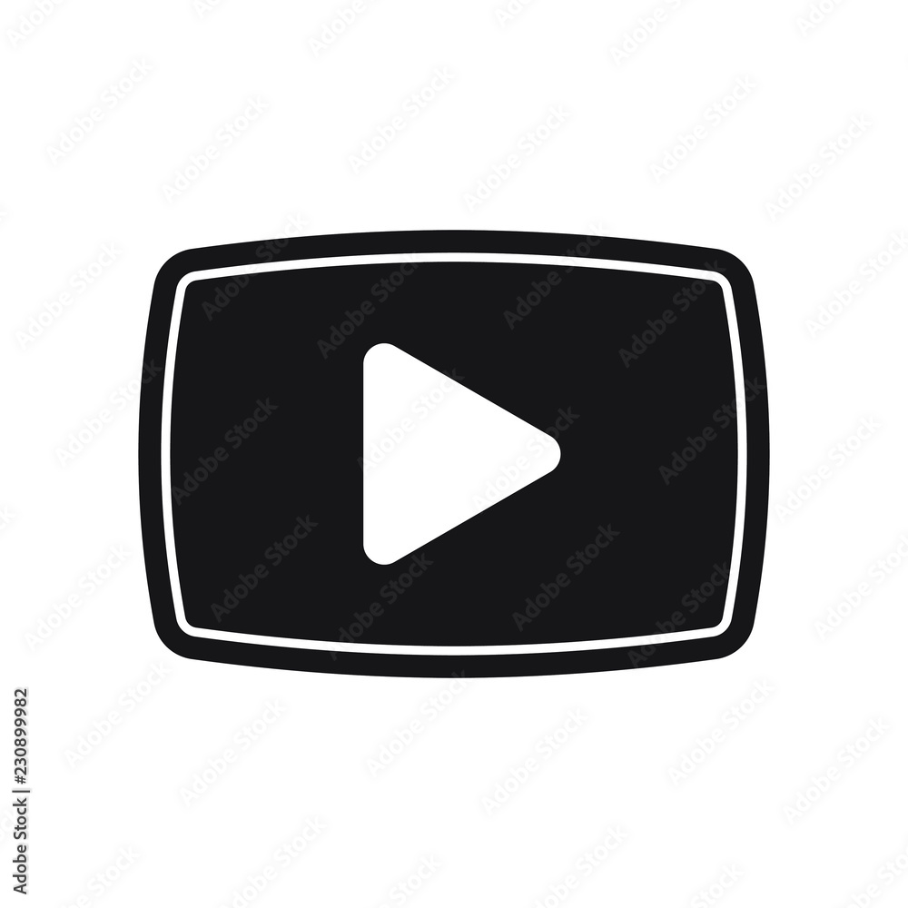 Play button icon. Video pictogram, flat vector sign isolated on white background. Play button icon. Video pictogram, flat vector sign isolated on white background.