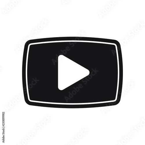 Play button icon. Video pictogram, flat vector sign isolated on white background.