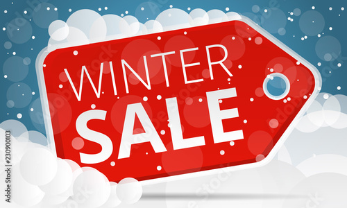 Red tag winter sale concept banner. Cartoon illustration of red tag winter sale vector concept banner for web design