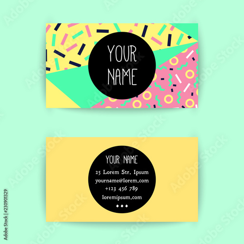 Business card template with colorful geometric texture
