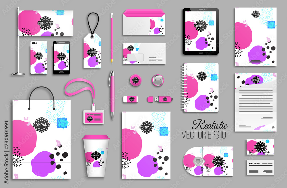 Corporate identity template set for business stationery mock-up