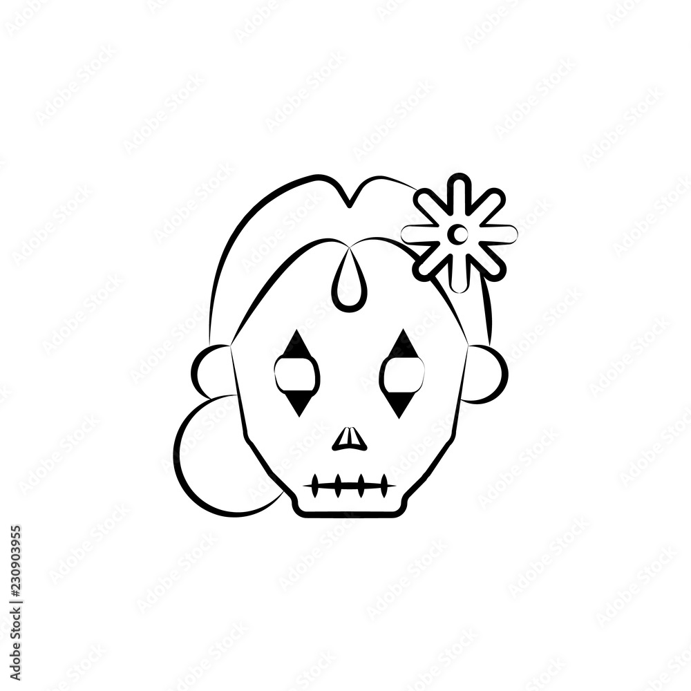 Fototapeta premium Catrina icon. Element of dia de muertos icon for mobile concept and web apps. Hand drawn Catrina icon can be used for web and mobile