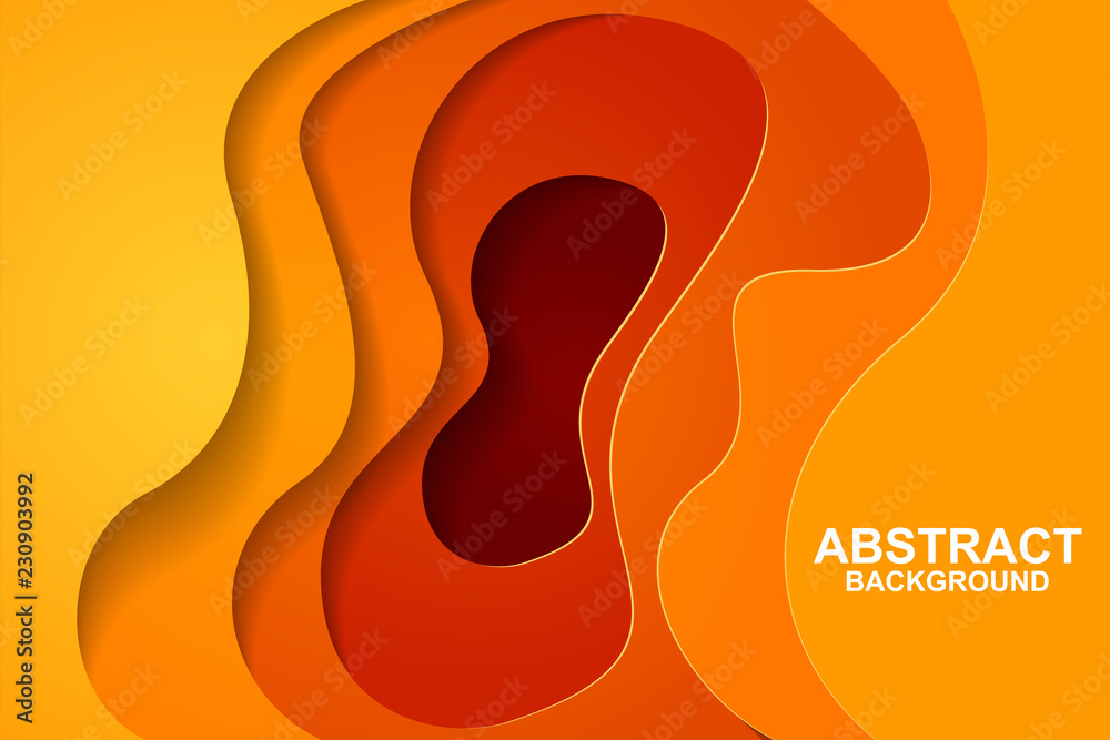 Abstract background design with orange paper cut shapes. Paper cut vector illustration for banner, presentation, and invitation. Paper art and craft style. Abstract background design with orange paper cut shapes. Paper cut vector illustration for banner, presentation, and invitation. Paper art and craft style.