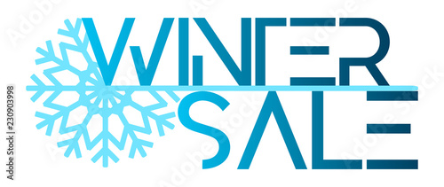 Winter sale - word in a blue snowflake