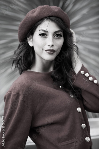 Beautiful, stylish woman wearing beret
