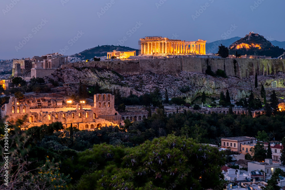 Night view of Acropolis of Athens