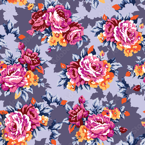 Fototapeta Naklejka Na Ścianę i Meble -  Shabby roses vintage seamless pattern