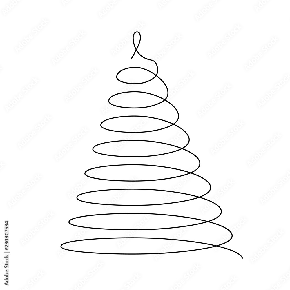 Christmas tree. Thin black wired spiral in a shape of Christmas tree. Simple modern vector illustration. Christmas tree. Thin black wired spiral in a shape of Christmas tree. Simple modern vector illustration.
